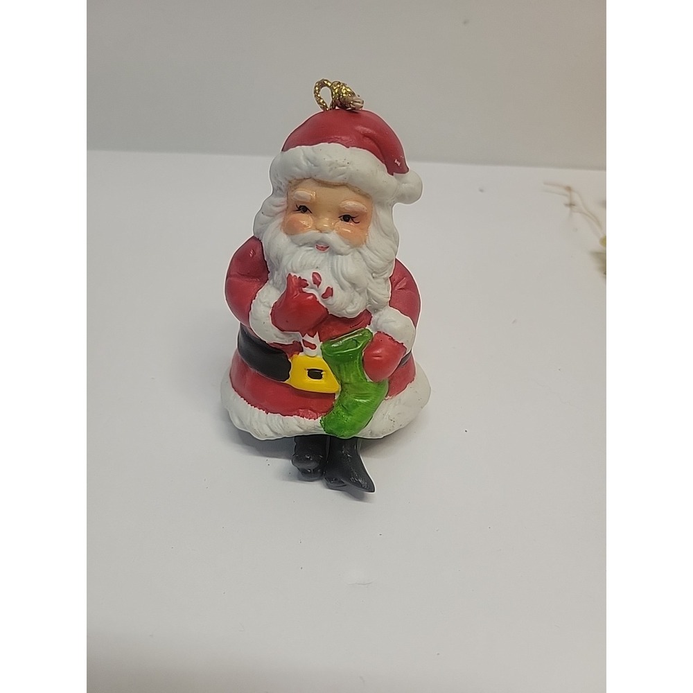 Vtg Santa‎ Claus Porcelain Bell Christmas Ornament w/Dangling Legs Taiwan Giftco